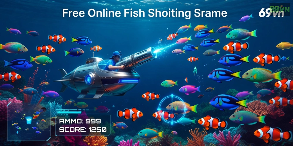 Minh họa khái niệm bắn cá miễn phí 69vn với giao diện game đại dương sống động